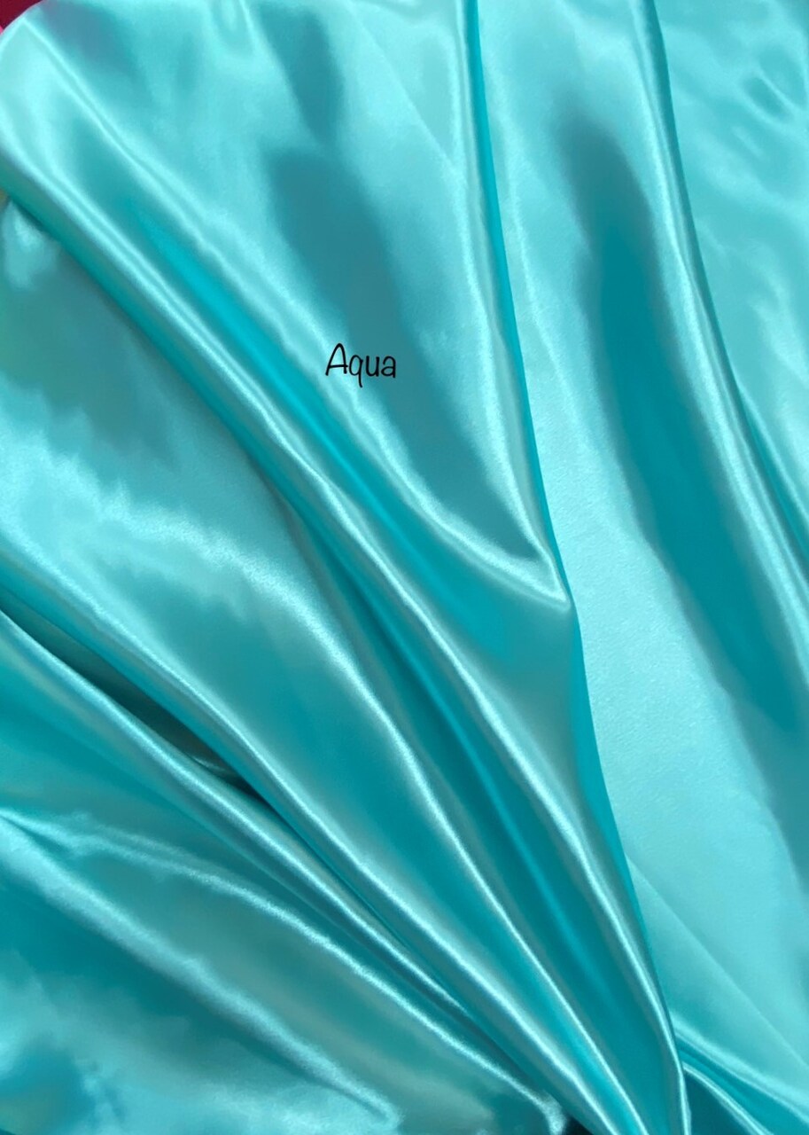 1 Yard Aqua Bridal Satin Fabric 58/60 Inch Wide Smooth Shiny Polyester for Dresses, Crafts & Decor